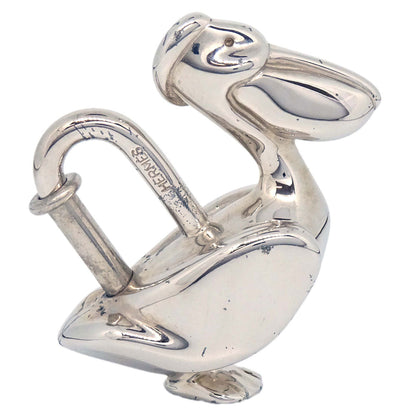 Hermes Pelican Motif 1992 Limited Cadena Padlock Silver Bag Charm