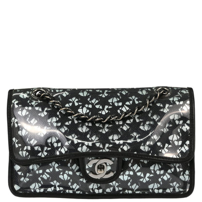 Chanel 2006-2008 Black PVC Star Lace Single Flap Medium Shoulder Bag