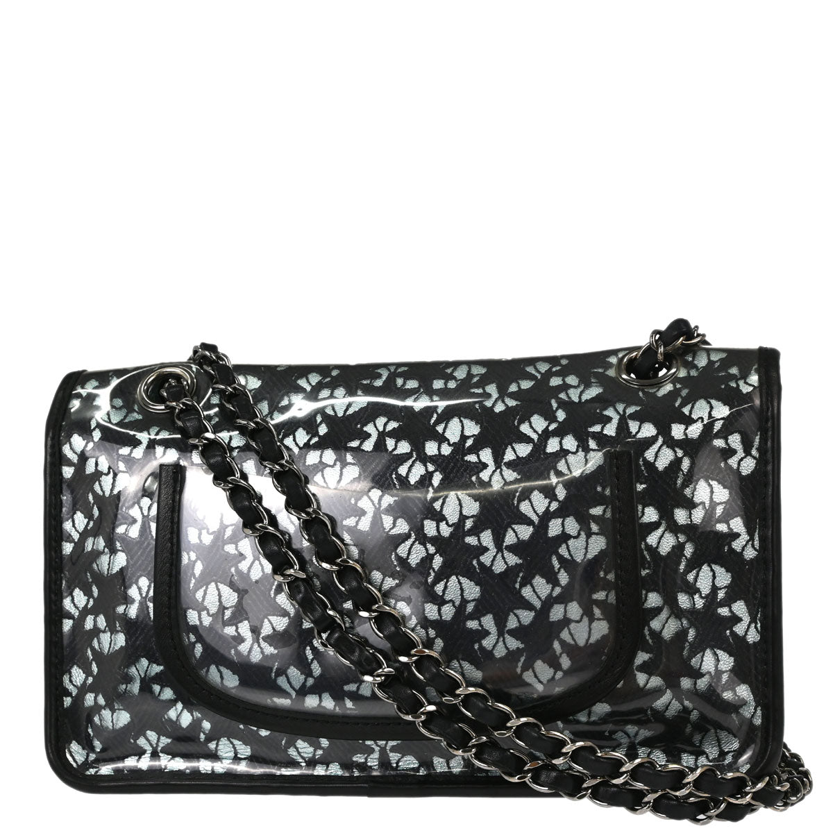 Chanel 2006-2008 Black PVC Star Lace Single Flap Medium Shoulder Bag