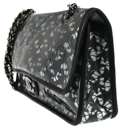 Chanel 2006-2008 Black PVC Star Lace Single Flap Medium Shoulder Bag