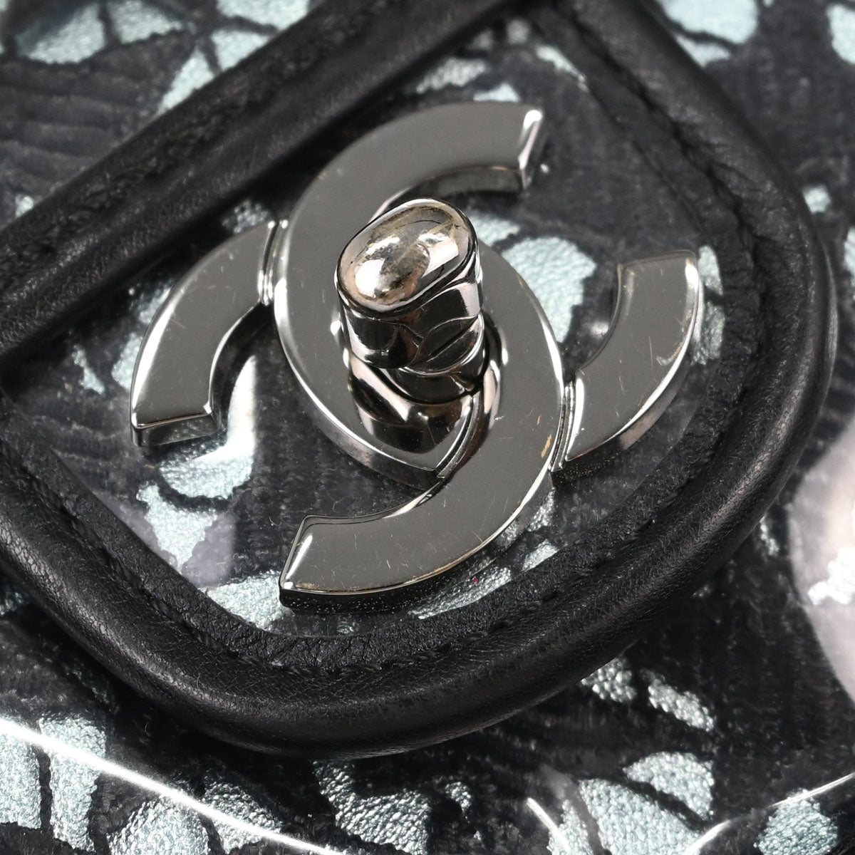 Chanel 2006-2008 Black PVC Star Lace Single Flap Medium Shoulder Bag