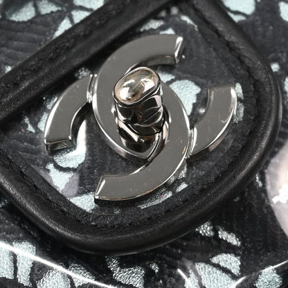 Chanel 2006-2008 Black PVC Star Lace Single Flap Medium Shoulder Bag