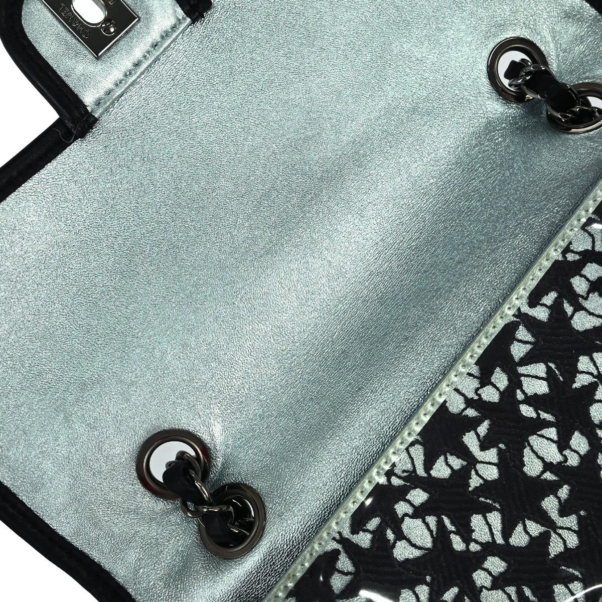 Chanel 2006-2008 Black PVC Star Lace Single Flap Medium Shoulder Bag