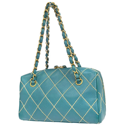 Chanel Turquoise Blue Calfskin Wild Stitch Handbag