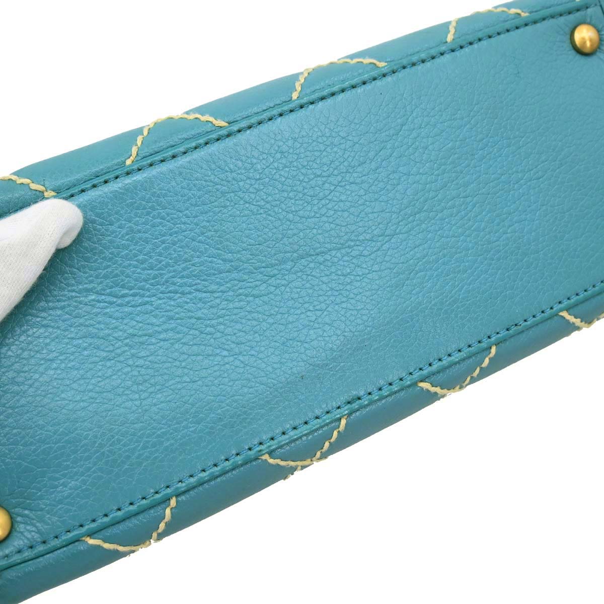 Chanel Turquoise Blue Calfskin Wild Stitch Handbag