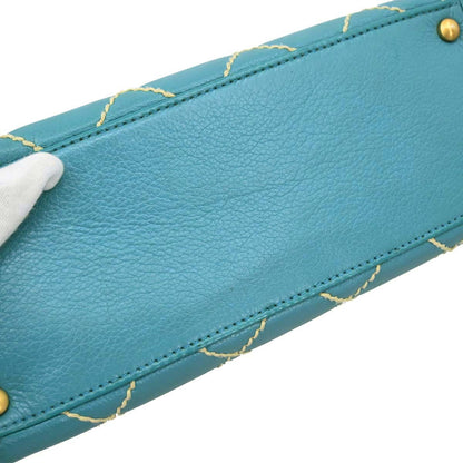 Chanel Turquoise Blue Calfskin Wild Stitch Handbag