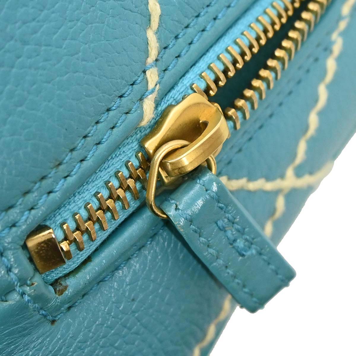 Chanel Turquoise Blue Calfskin Wild Stitch Handbag