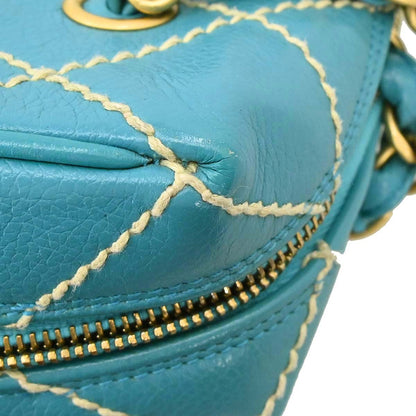 Chanel Turquoise Blue Calfskin Wild Stitch Handbag