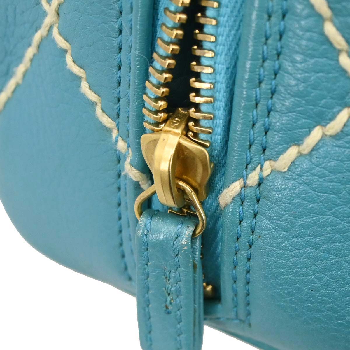 Chanel Turquoise Blue Calfskin Wild Stitch Handbag