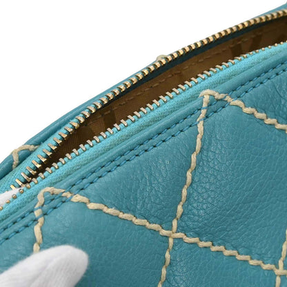 Chanel Turquoise Blue Calfskin Wild Stitch Handbag
