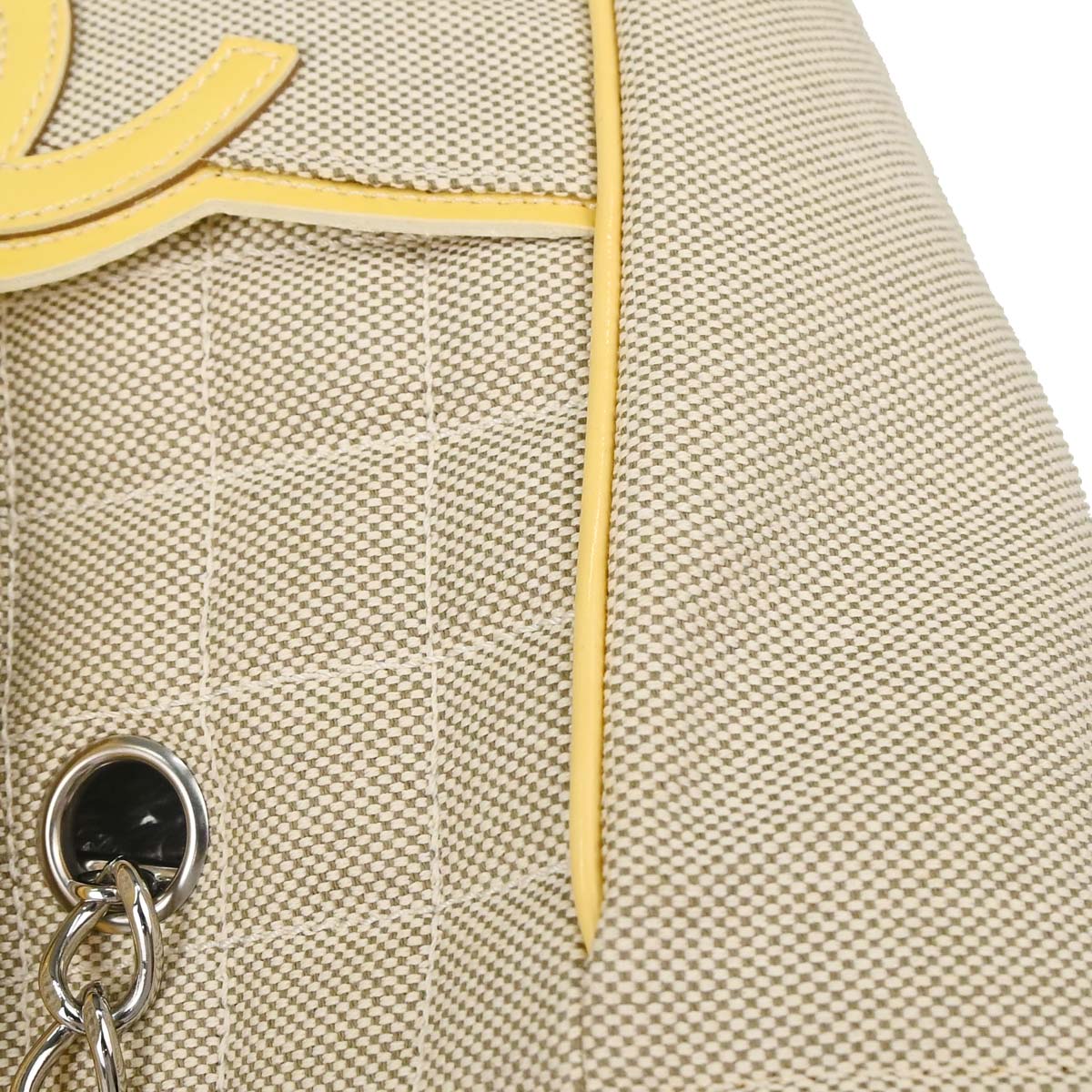 Chanel Black Yellow Canvas Camellia No.5 CC Tote Handbag