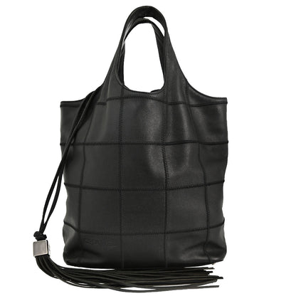 Chanel 2001-2003 Black Calfskin Choco Bar Wild Stitch Fringe Tote Handbag
