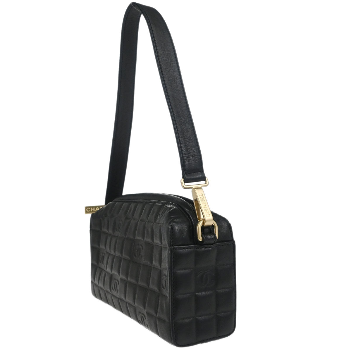 Chanel Black Lambskin Choco Bar Handbag