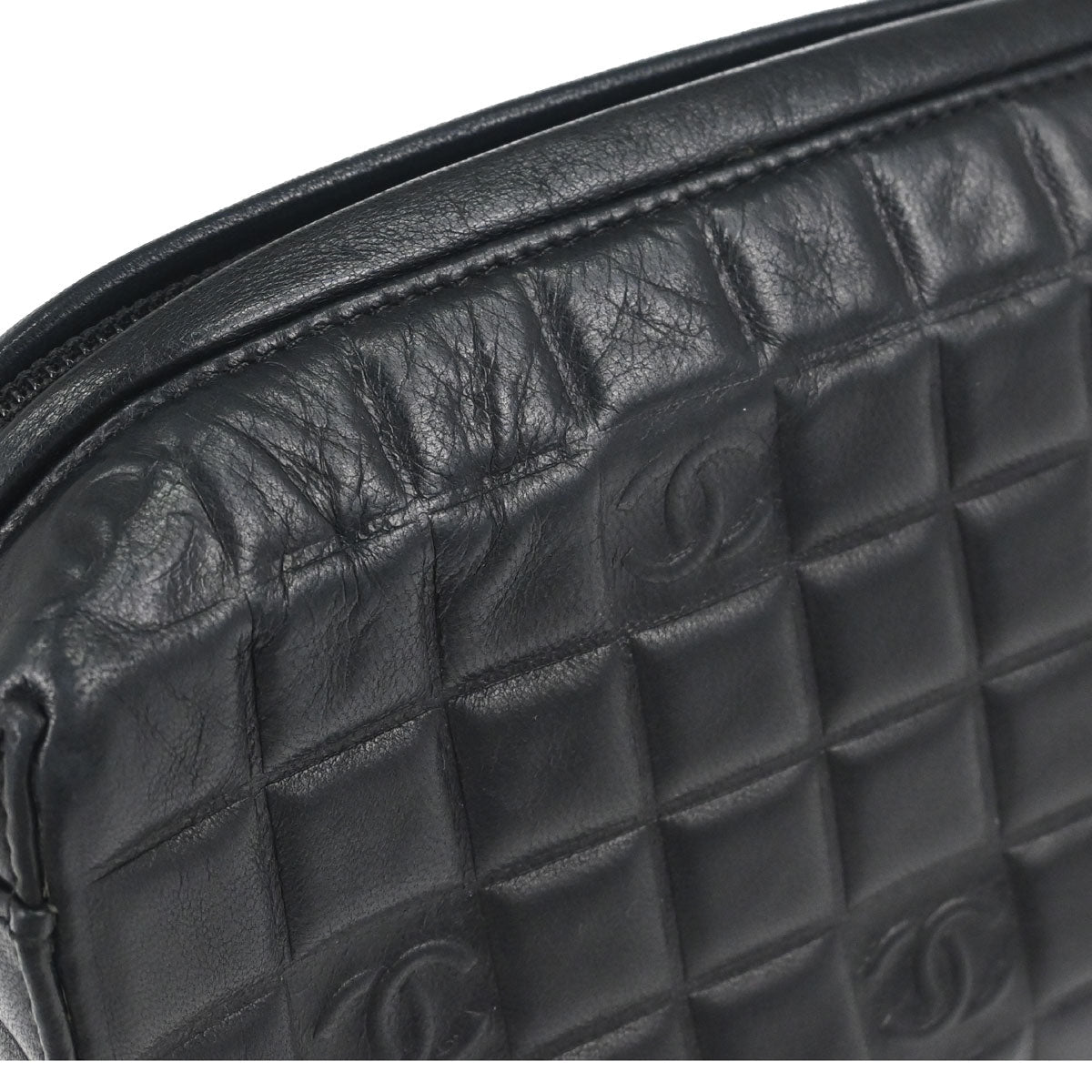 Chanel Black Lambskin Choco Bar Handbag