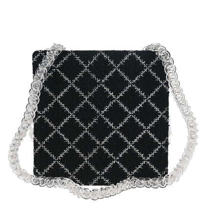 Chanel 2016-2017 Black Tweed Acrylic Chain Tote Shoulder Bag