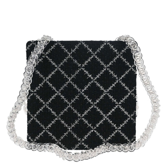 Chanel 2016-2017 Black Tweed Acrylic Chain Tote Shoulder Bag