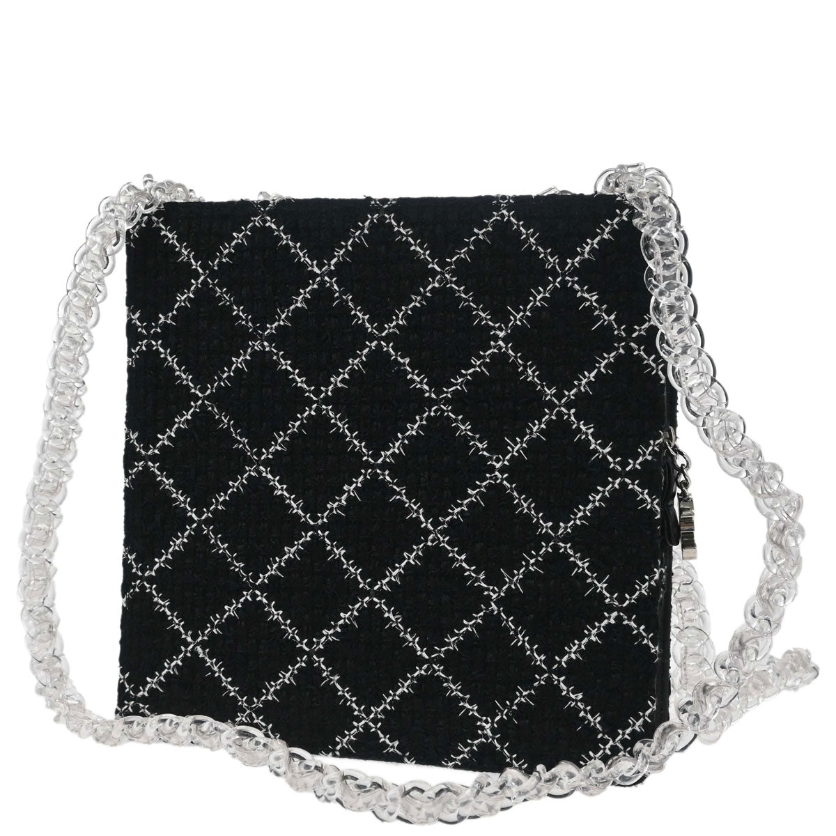Chanel 2016-2017 Black Tweed Acrylic Chain Tote Shoulder Bag
