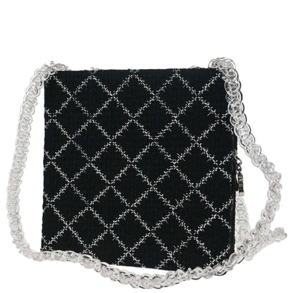 Chanel 2016-2017 Black Tweed Acrylic Chain Tote Shoulder Bag
