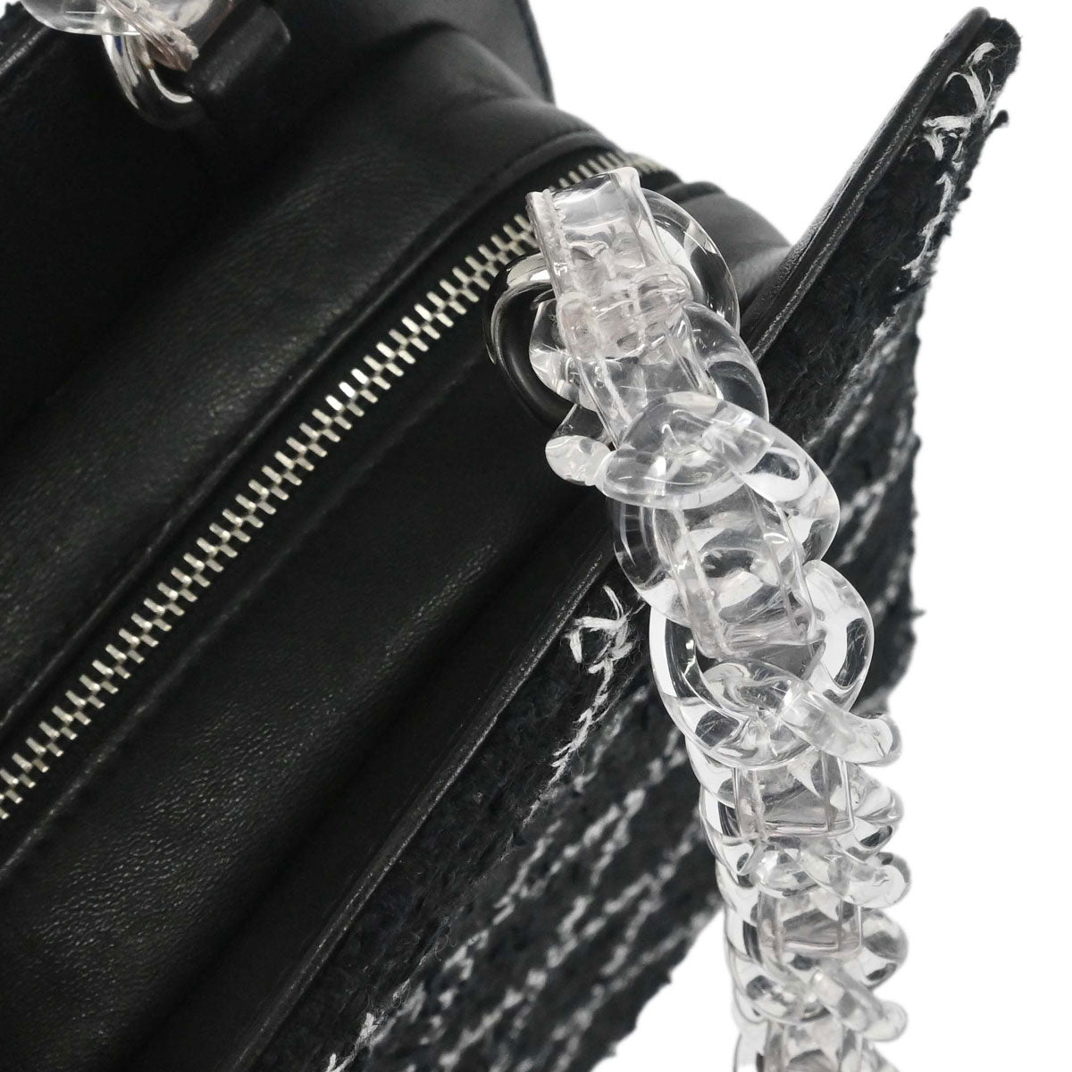 Chanel 2016-2017 Black Tweed Acrylic Chain Tote Shoulder Bag