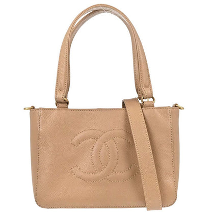 Chanel 2005-2006 Beige Caviar 2way Shoulder Handbag