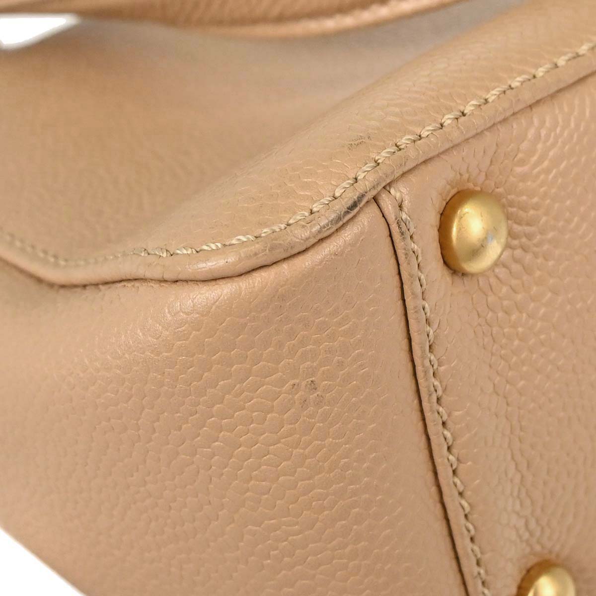 Chanel 2005-2006 Beige Caviar 2way Shoulder Handbag