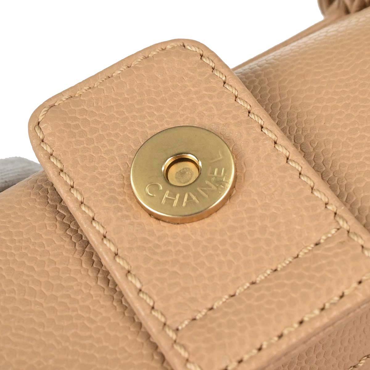 Chanel 2005-2006 Beige Caviar 2way Shoulder Handbag