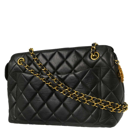 Chanel Black Lambskin Chain Tote Shoulder Bag