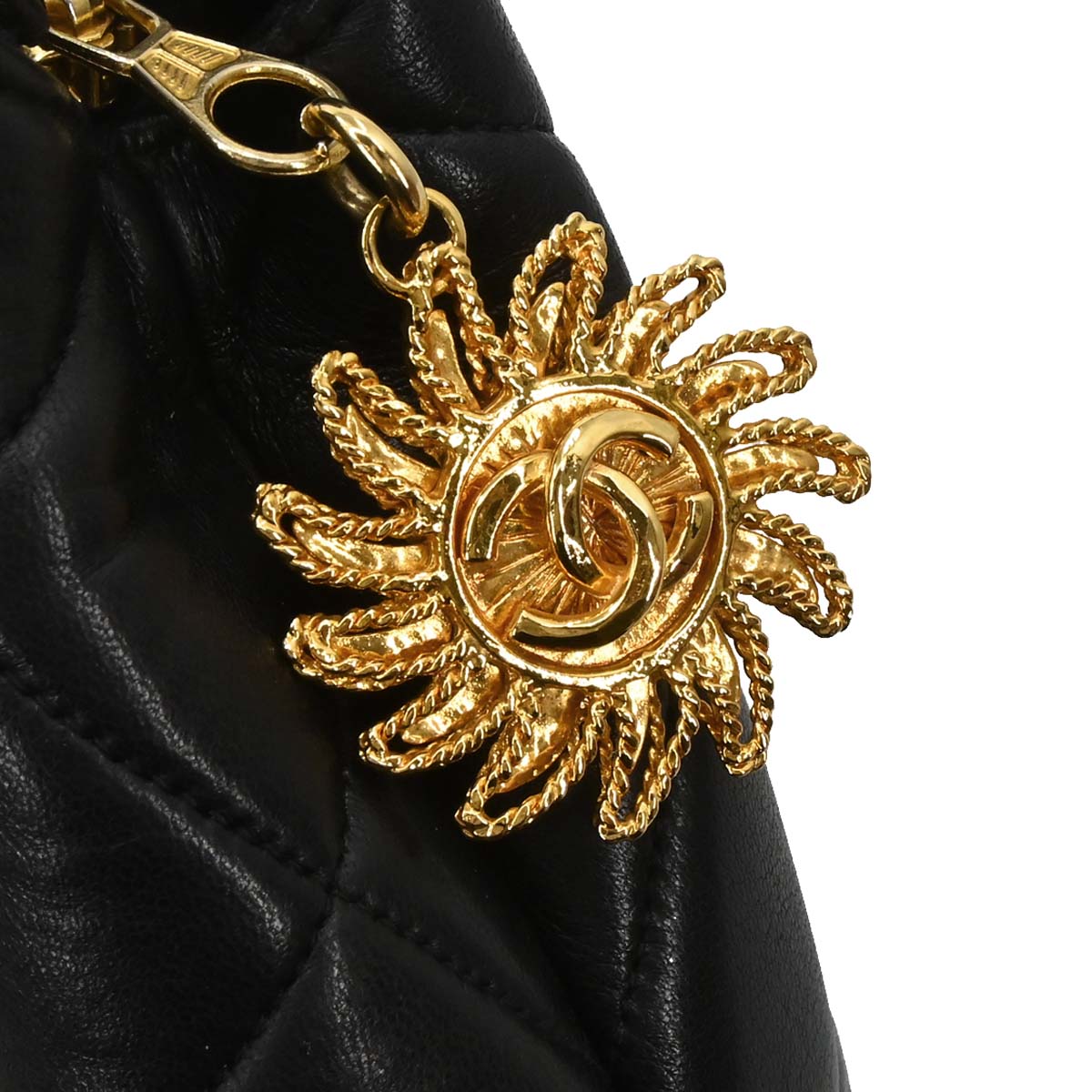 Chanel Black Lambskin Chain Tote Shoulder Bag