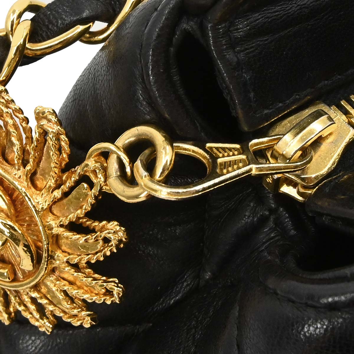 Chanel Black Lambskin Chain Tote Shoulder Bag