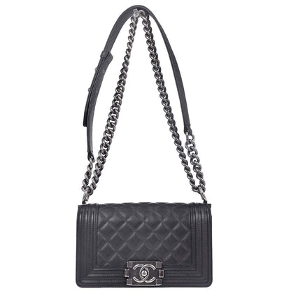 Boy Chanel Black Caviar Skin Small Chain Shoulder Bag