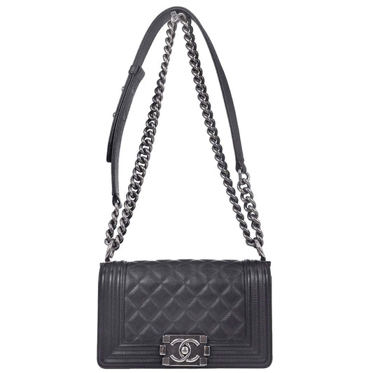Boy Chanel Black Caviar Skin Small Chain Shoulder Bag