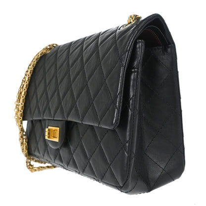 Chanel Black Calfskin 2.55 Double Flap Shoulder Bag