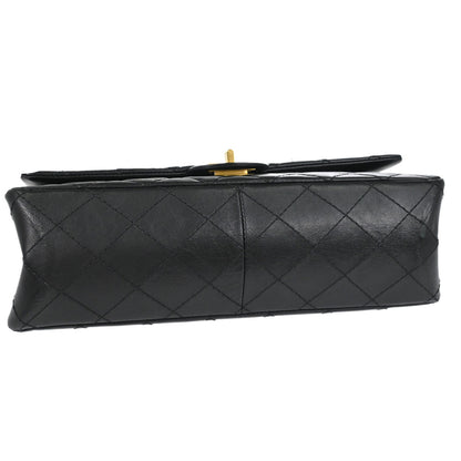 Chanel Black Calfskin 2.55 Double Flap Shoulder Bag