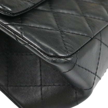 Chanel Black Calfskin 2.55 Double Flap Shoulder Bag