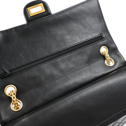 Chanel Black Calfskin 2.55 Double Flap Shoulder Bag