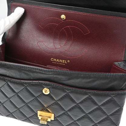 Chanel Black Calfskin 2.55 Double Flap Shoulder Bag