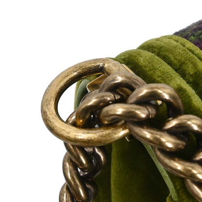 Boy Chanel Green Velvet Tweed Medium Shoulder Bag