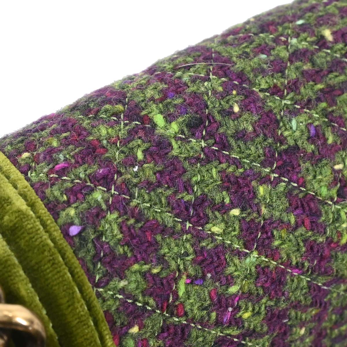Boy Chanel Green Velvet Tweed Medium Shoulder Bag