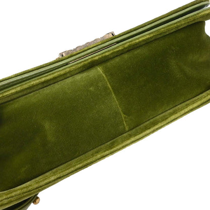 Boy Chanel Green Velvet Tweed Medium Shoulder Bag