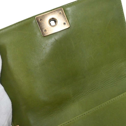 Boy Chanel Green Velvet Tweed Medium Shoulder Bag