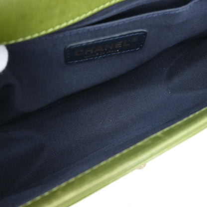 Boy Chanel Green Velvet Tweed Medium Shoulder Bag