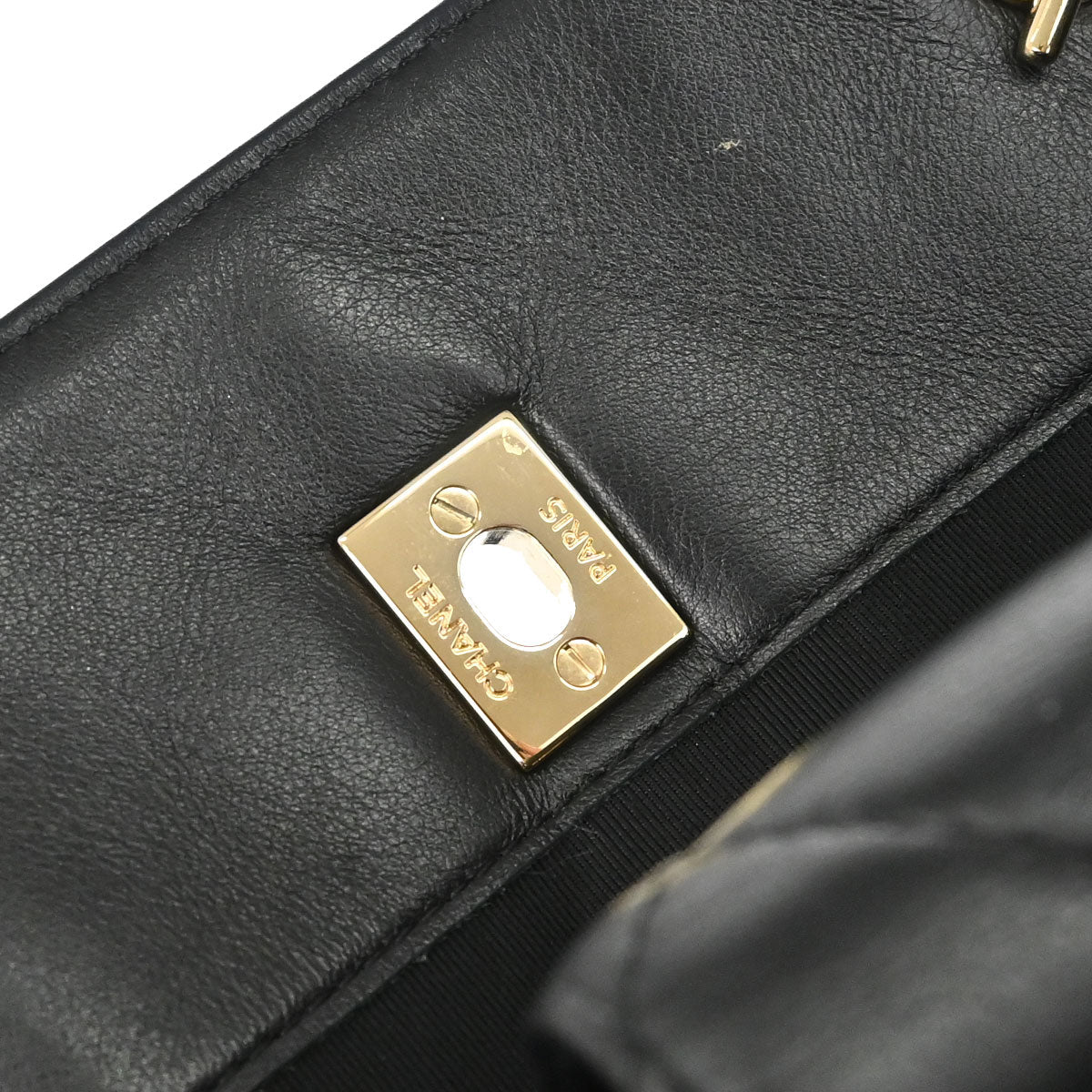 Chanel Black Lambskin Chain Tote Handbag