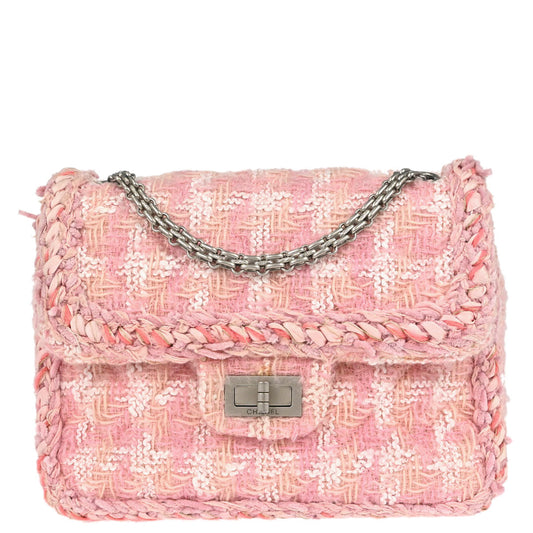 Chanel Pink Tweed Check Mademoiselle Lock Shoulder Bag