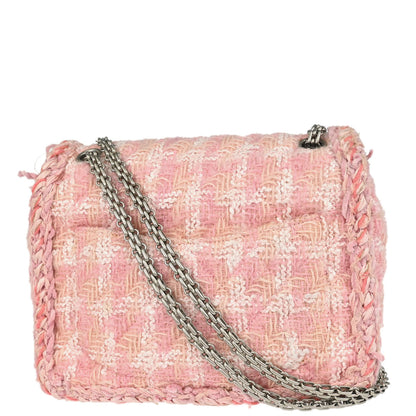 Chanel Pink Tweed Check Mademoiselle Lock Shoulder Bag