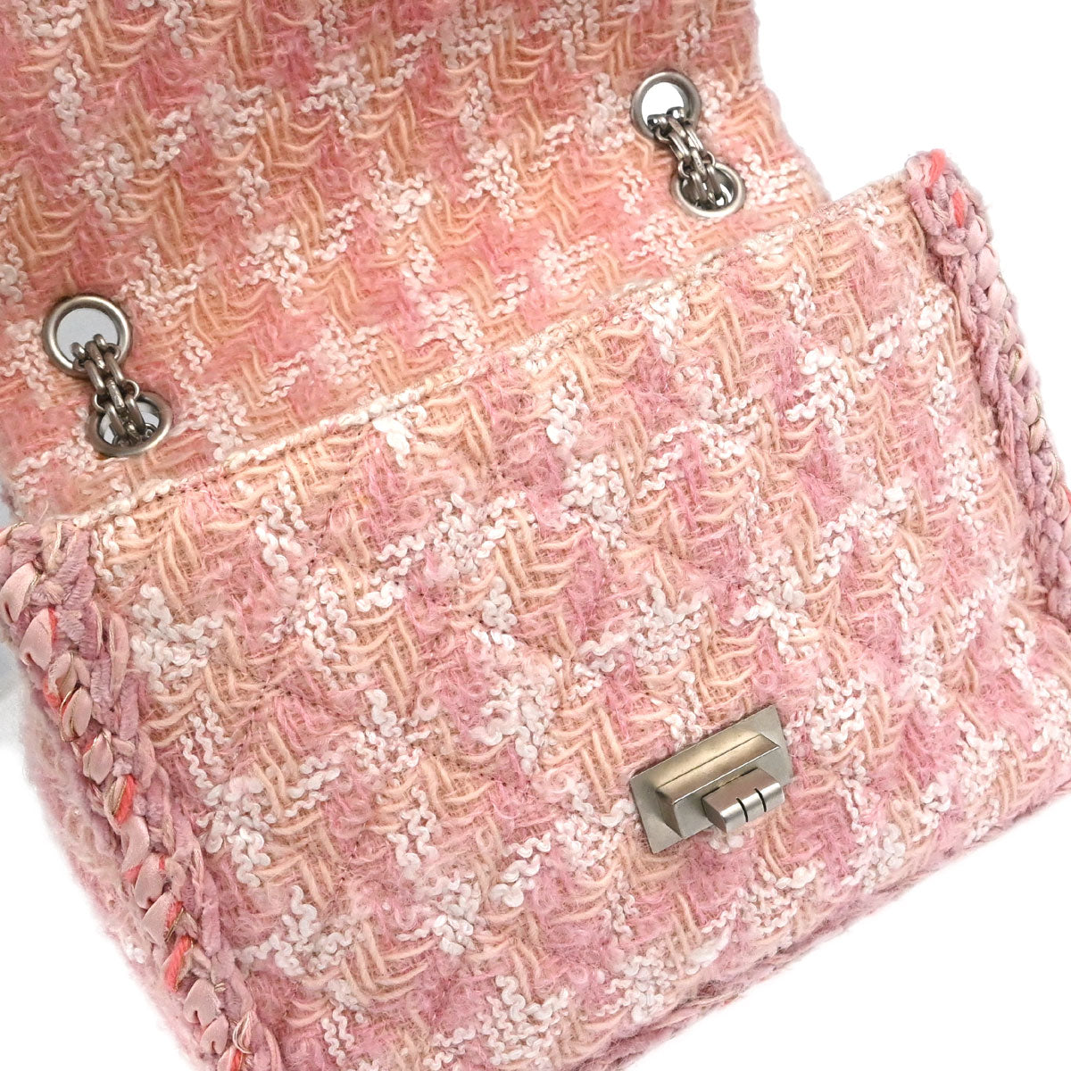 Chanel Pink Tweed Check Mademoiselle Lock Shoulder Bag