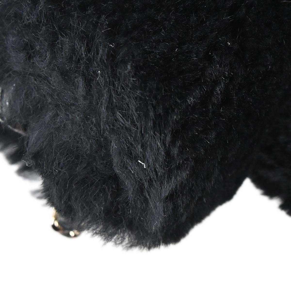 Chanel Black Rabbit Fur Paris-Cosmopolite Top Handle 2way Shoulder Handbag