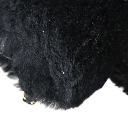 Chanel Black Rabbit Fur Paris-Cosmopolite Top Handle 2way Shoulder Handbag