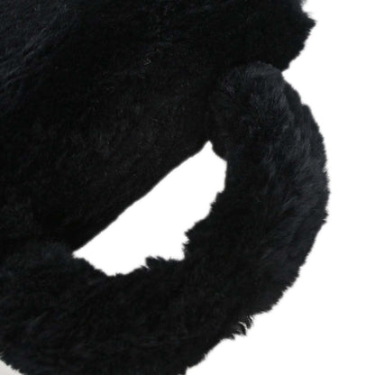 Chanel Black Rabbit Fur Paris-Cosmopolite Top Handle 2way Shoulder Handbag