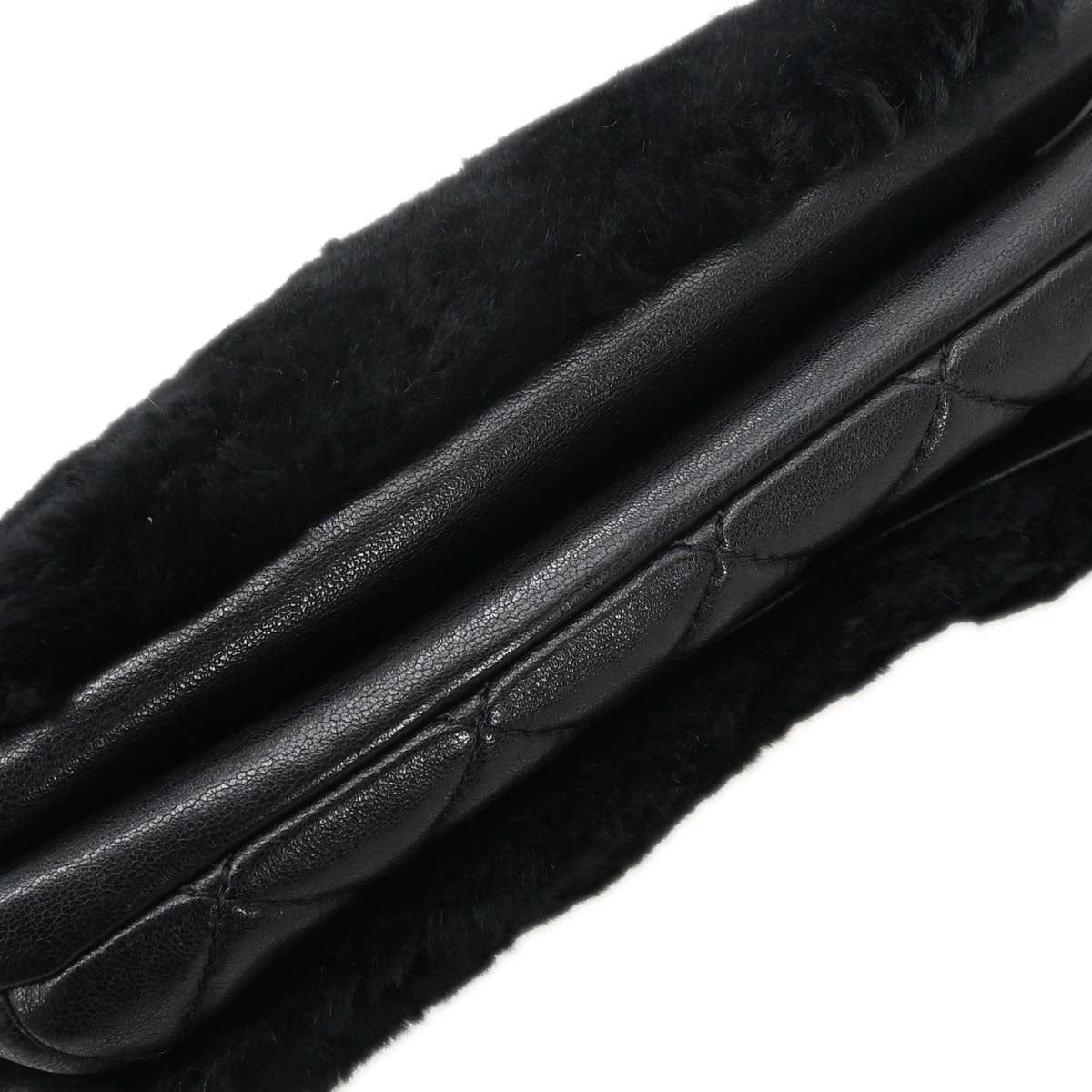 Chanel Black Rabbit Fur Paris-Cosmopolite Top Handle 2way Shoulder Handbag