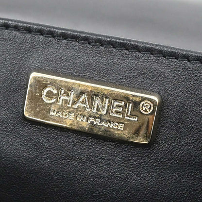 Chanel Black Rabbit Fur Paris-Cosmopolite Top Handle 2way Shoulder Handbag